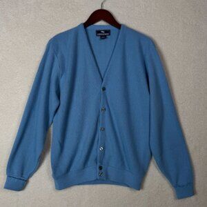 Vintage Steeplechase Cardigan Sweater Mens L V-Neck Button Up Knit Blue Grandpa